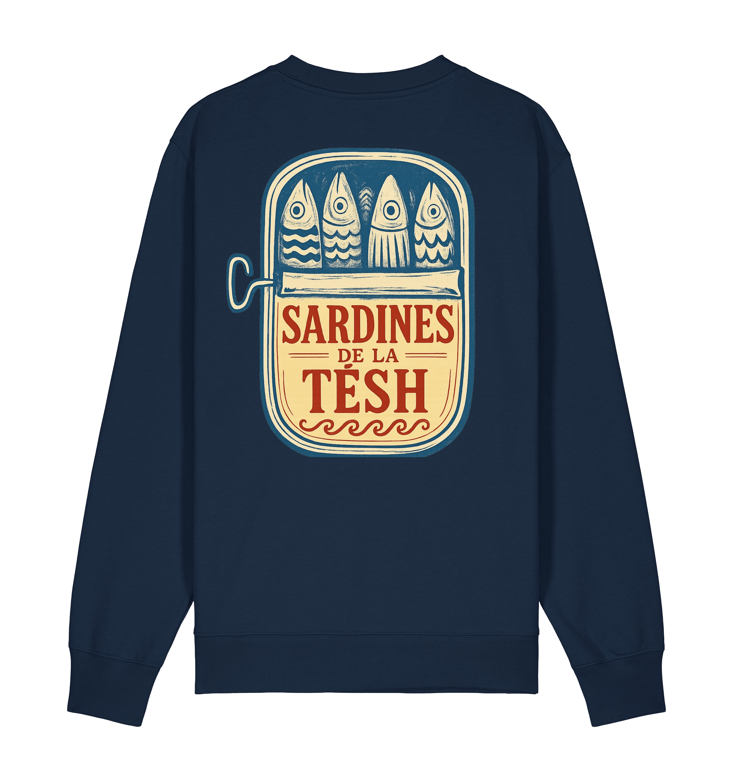 French Navy Printed Sweater Back