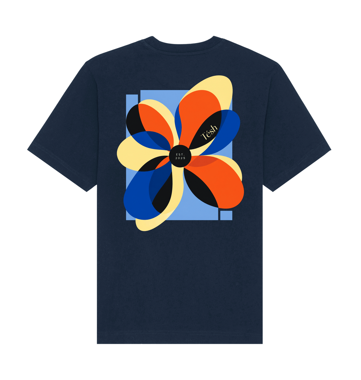 French Navy Printed T-shirt Back